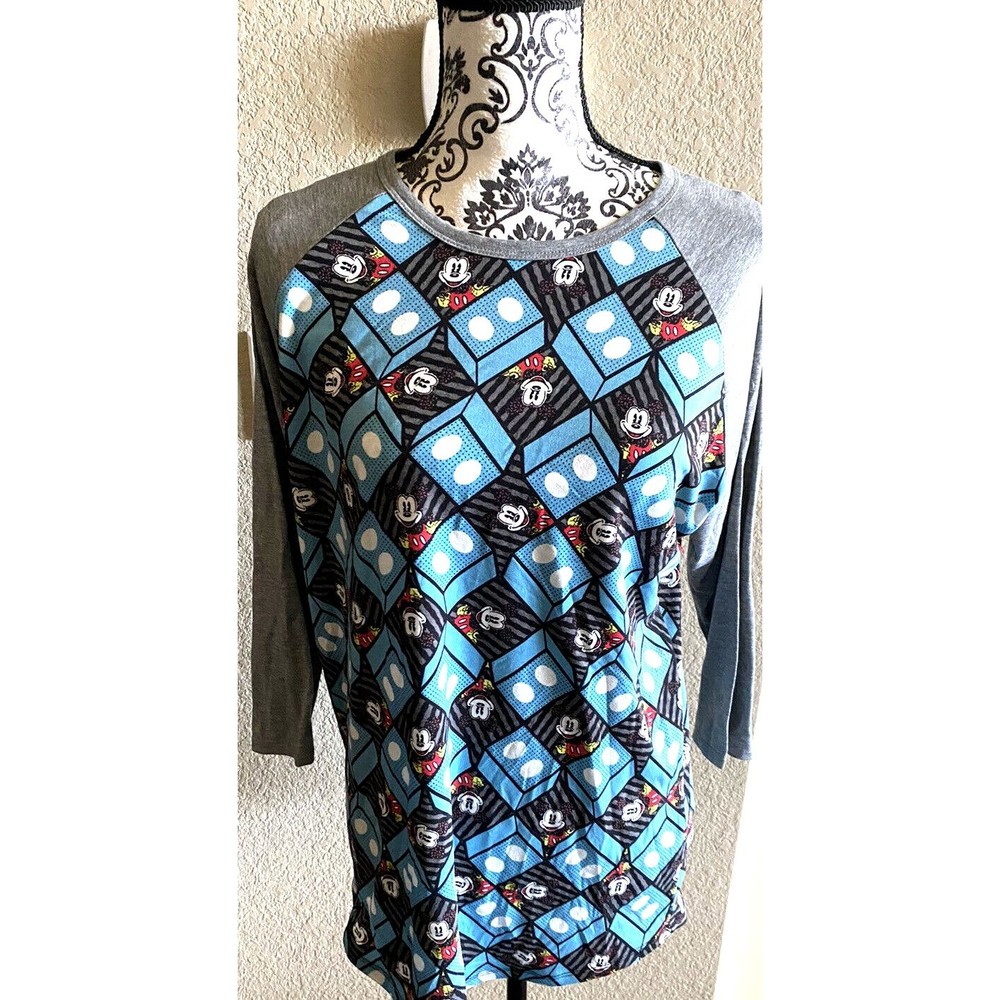 Disney LuLaRoe shirt randy Large Mickey Mouse baseball style t-shirt Top Stretch
